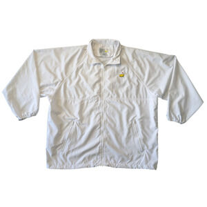 Slazenger Masters Golf Augusta White Windbreaker Jacket Size Large Full Zip Vtg